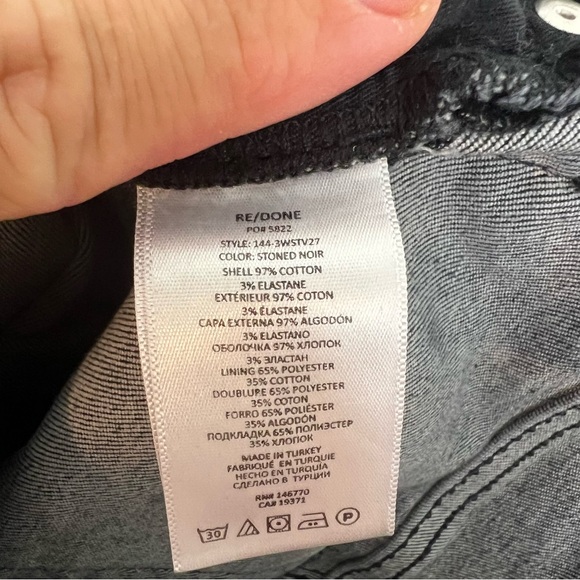 RE/DONE- Originals 70's Stove Pipe in Stoned Noir Raw Hem Black Denim Jeans - Picture 9 of 9